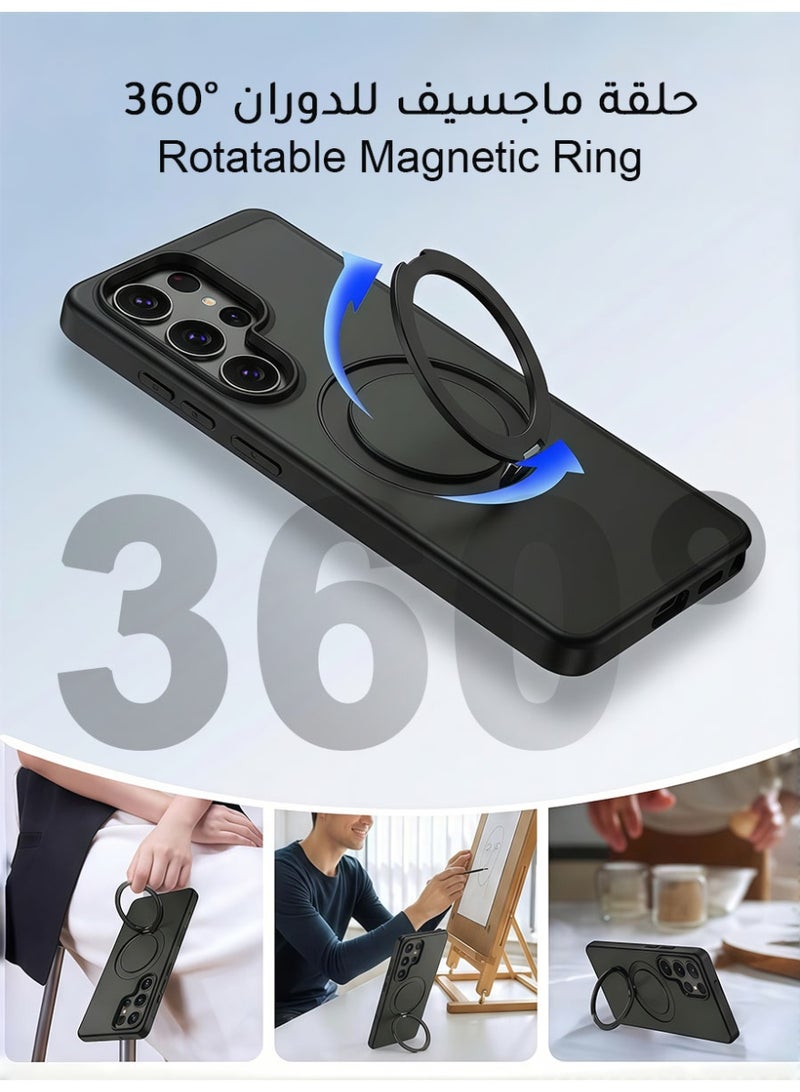 AMIJOY Samsung Galaxy S26 Ultra Magnetic Case with 360° Rotating Stand, Strong MagSafe Compatible Shockproof Cover, S-Pen Support, Matte Anti-Fingerprint Slim Fit S26 Ultra Back Cover (Black) - Image 2